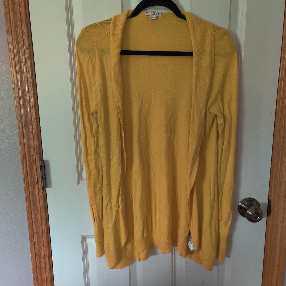 Merona Yellow Cardigan Sweater Lightweight Knit